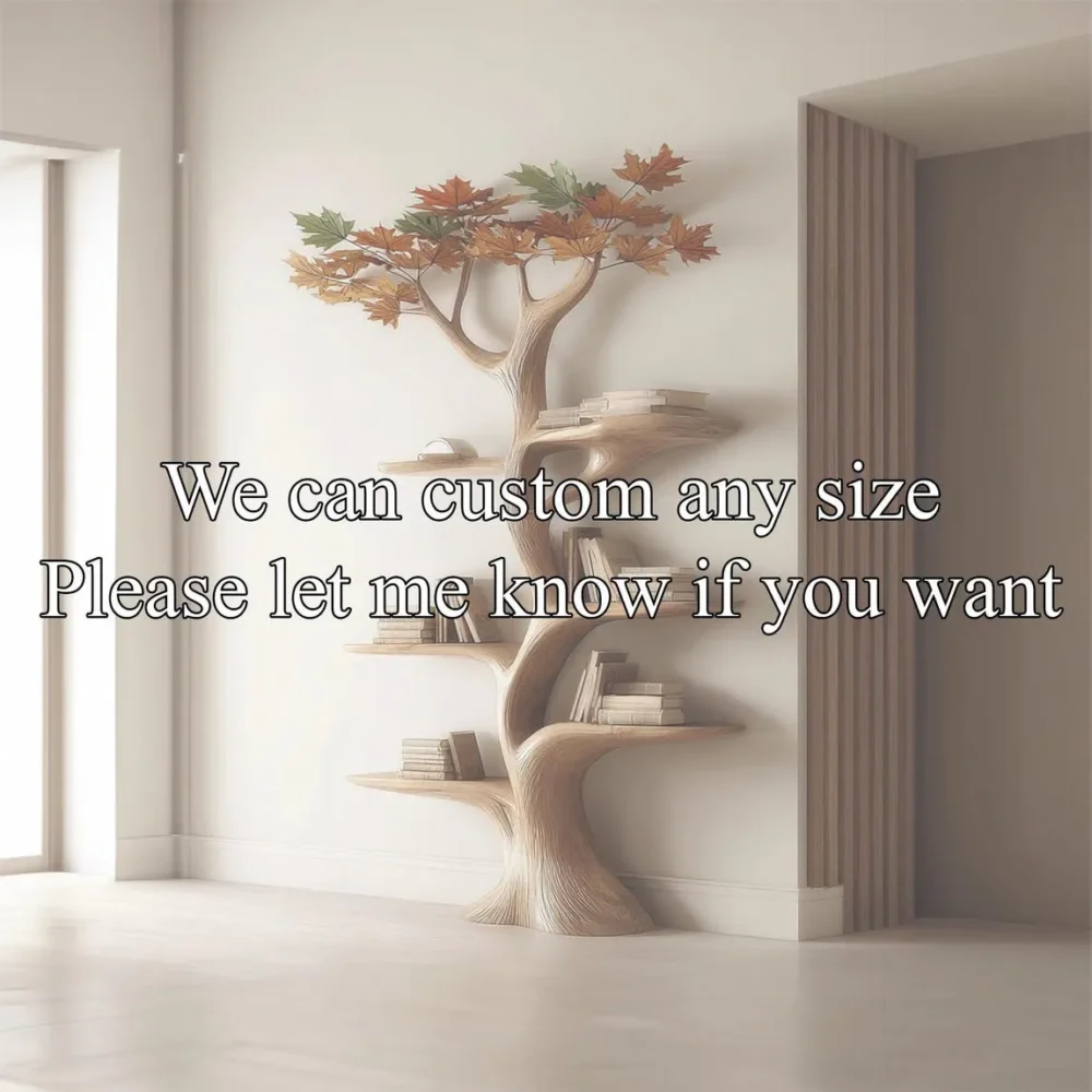 Custom Rustic Tree Bookshelf – Wall-Mounted Solid Wood Bookcase - Image 3