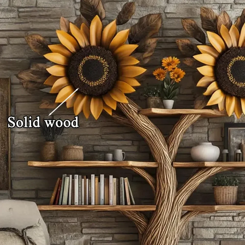 Slim Corner Tree Bookshelf – Floating Solid Wood Bookcase - Image 4