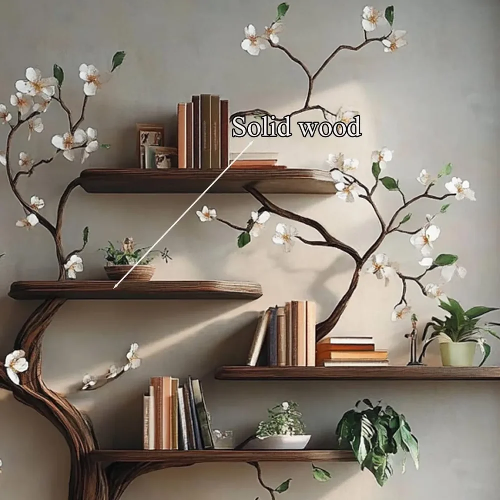Custom Branch-Style Tree Bookcase – Montessori Kids Wall Shelf - Image 5