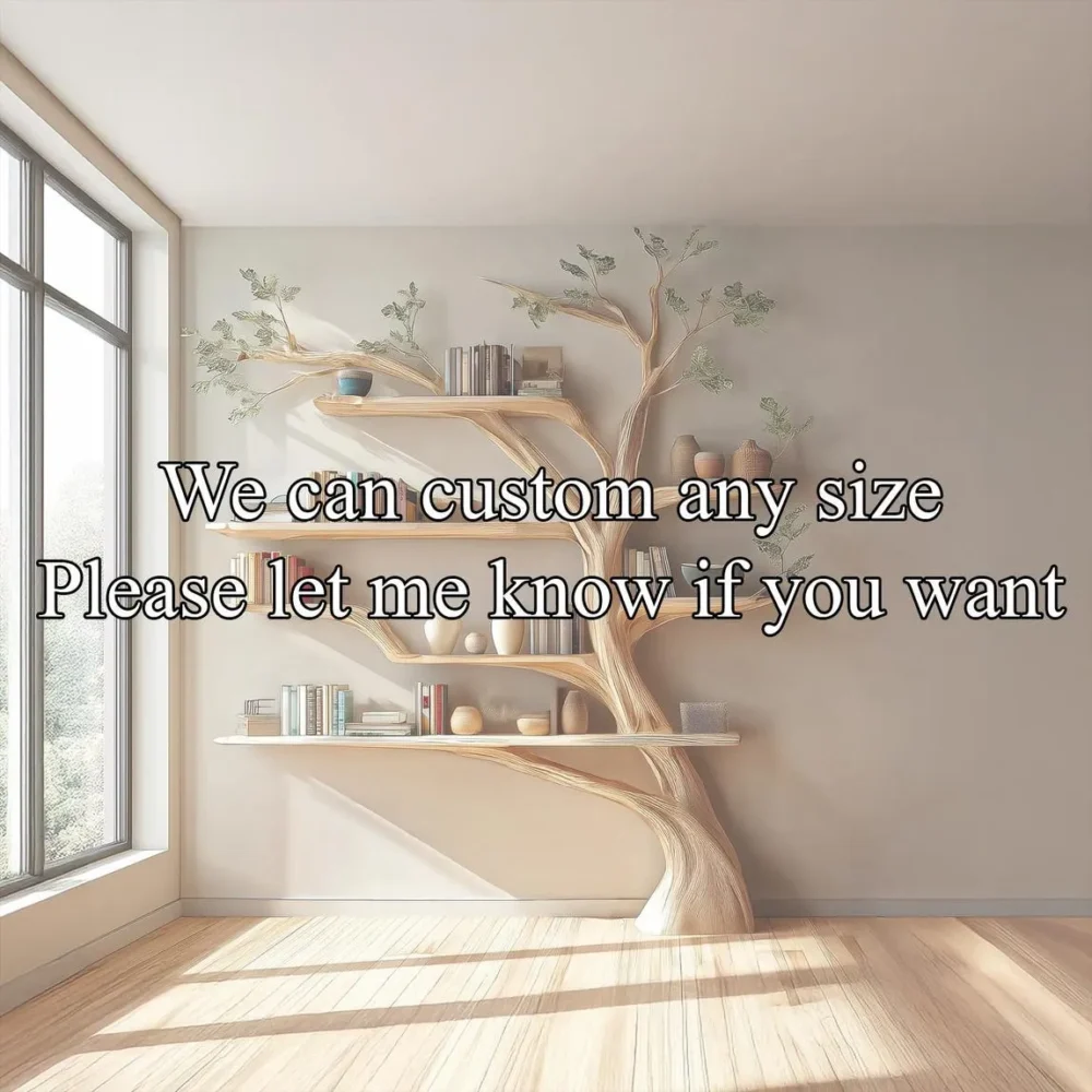 Rustic Wooden Tree Bookshelf – Wall-Mounted Bookcase Display - Image 4