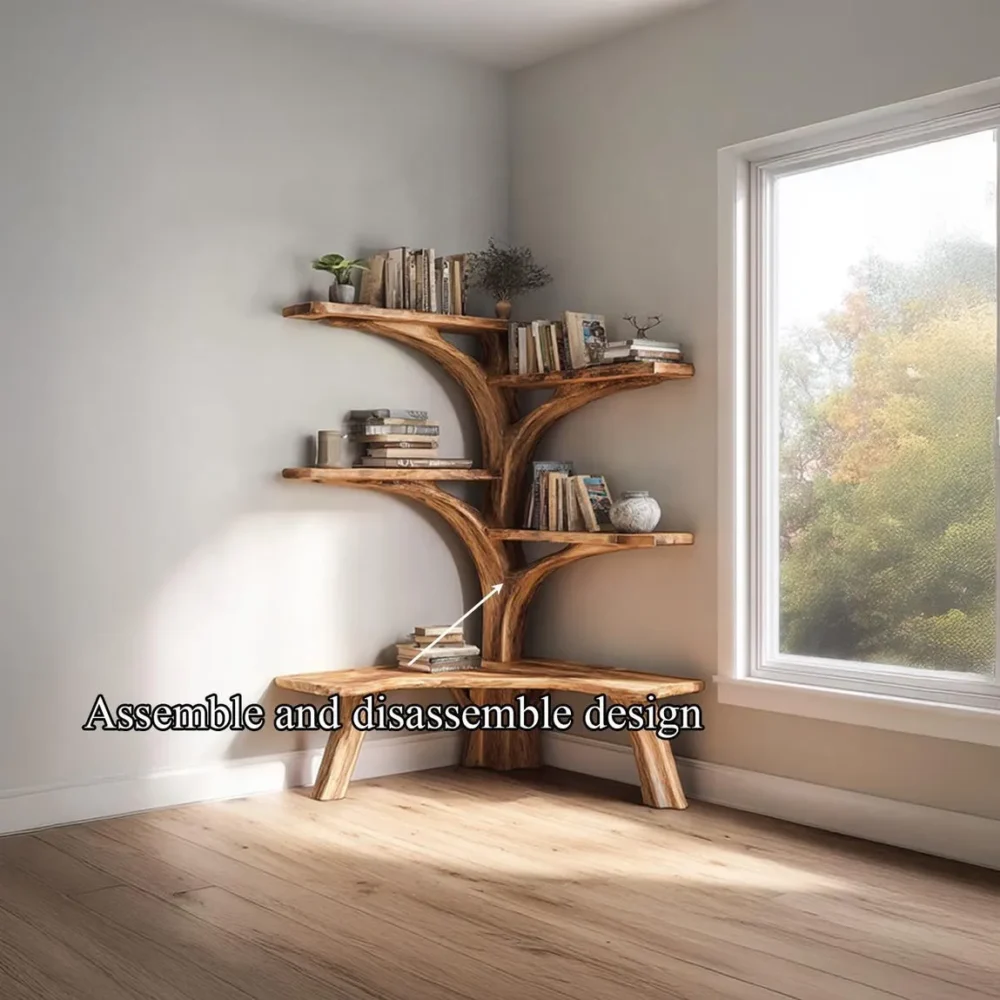Driftwood Branch Corner Shelf – L-Shaped Wall Display - Image 5