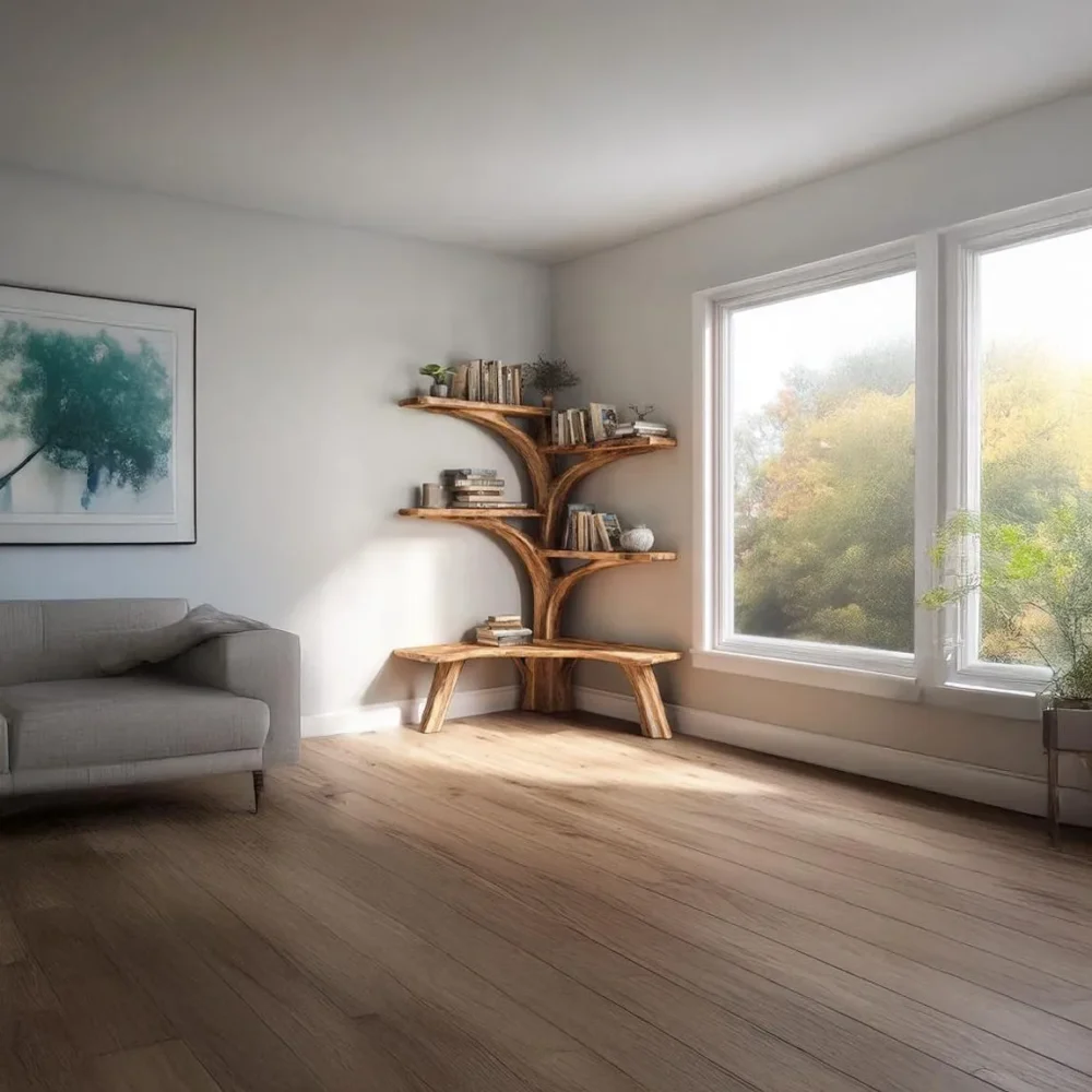 Driftwood Branch Corner Shelf – L-Shaped Wall Display - Image 7