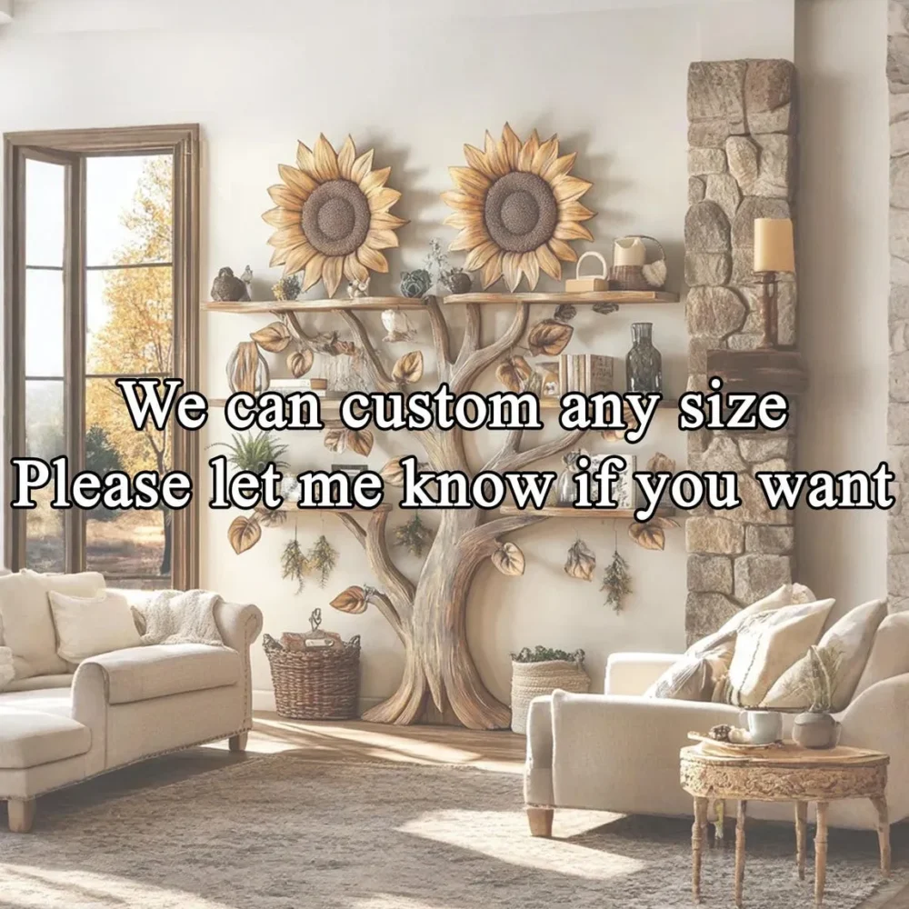 Sunflower Wooden Bookshelf – Wall-Mounted Floating Bookcase - Image 8
