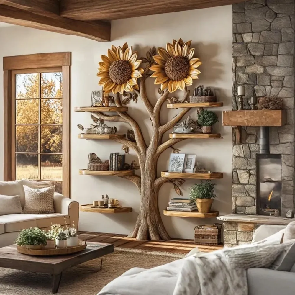 Driftwood Tree Bookshelf – Corner Wall-Mounted Bookcase - Image 2