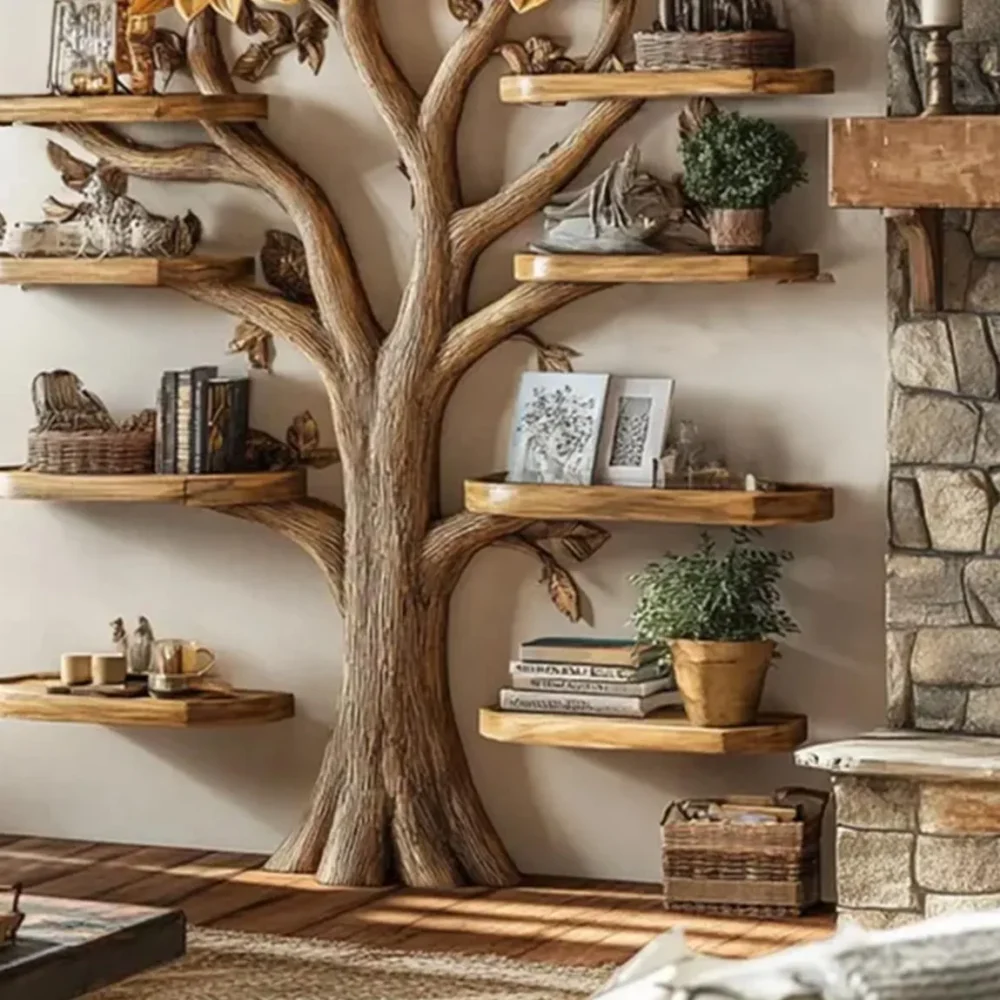 Driftwood Tree Bookshelf – Corner Wall-Mounted Bookcase - Image 6