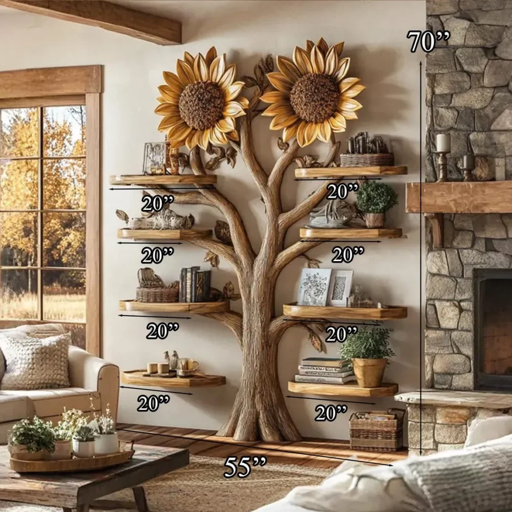 Driftwood Tree Bookshelf – Corner Wall-Mounted Bookcase - Image 7