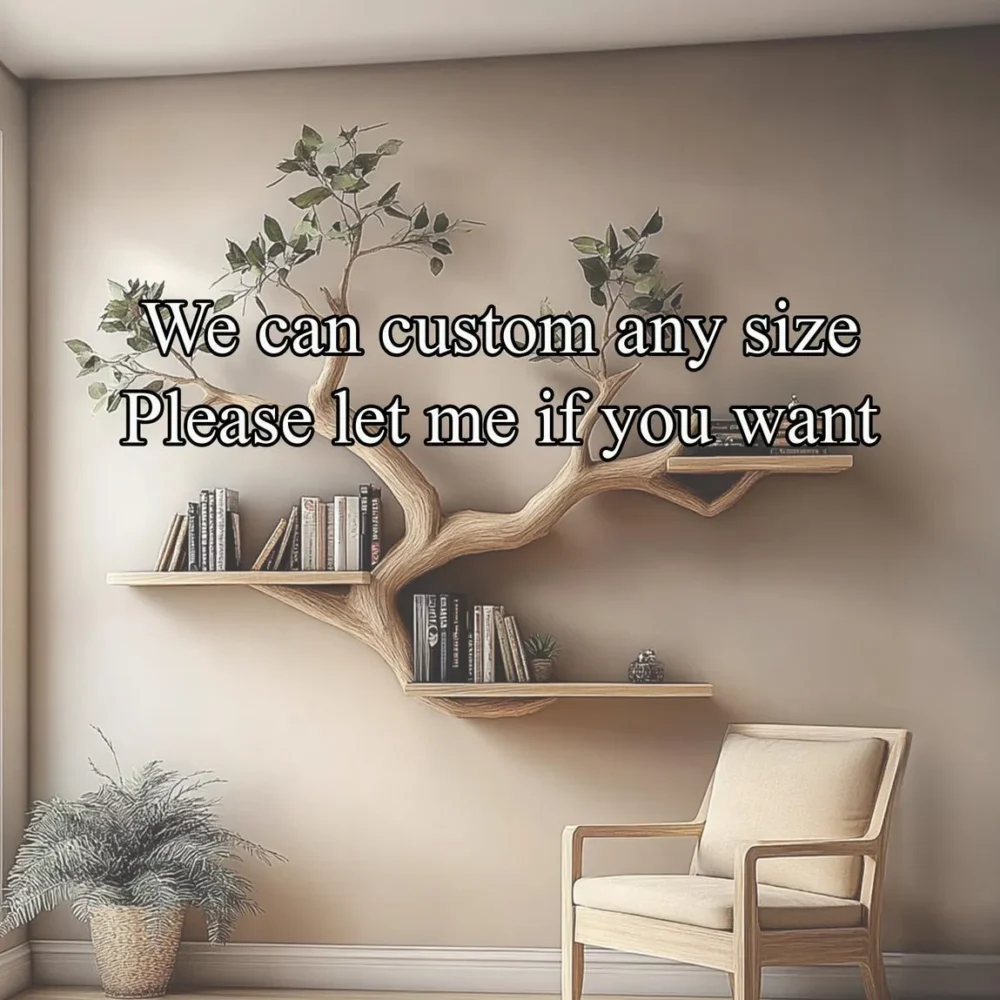 Custom Tree Bookcase – Small Solid Wood Floating Bookshelf - Image 2