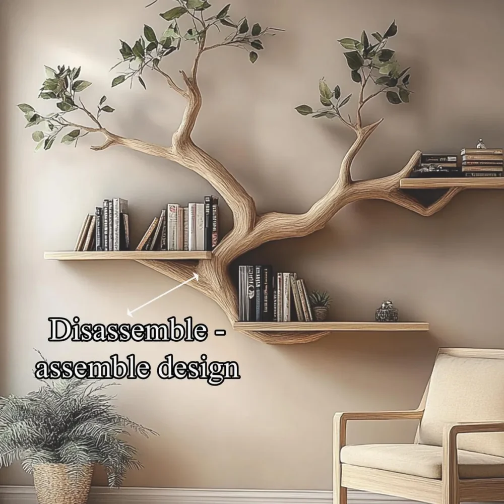 Custom Tree Bookcase – Small Solid Wood Floating Bookshelf - Image 8