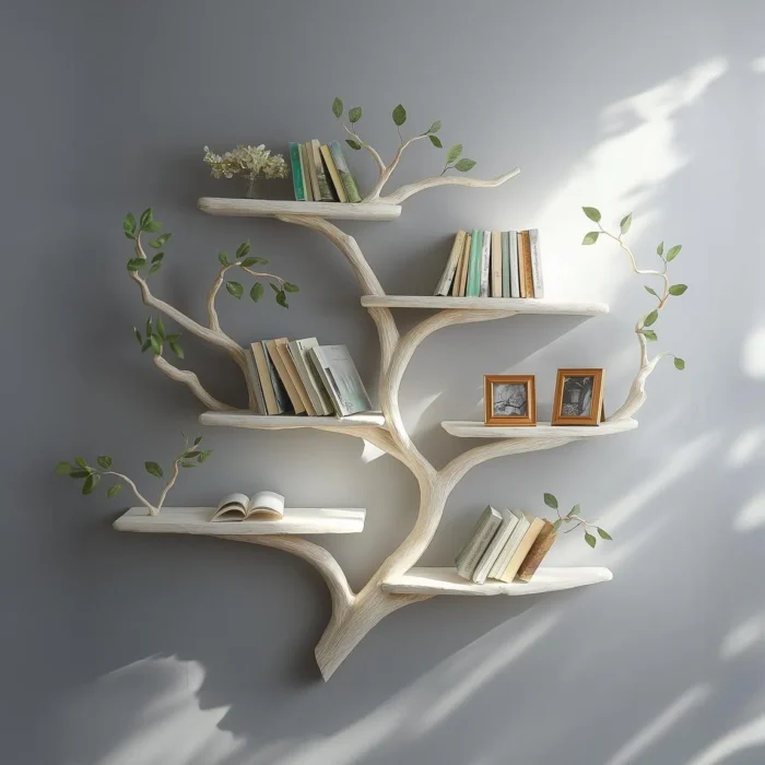 Rustic Live-Edge Wall Shelf – Nursery Display Bookshelf